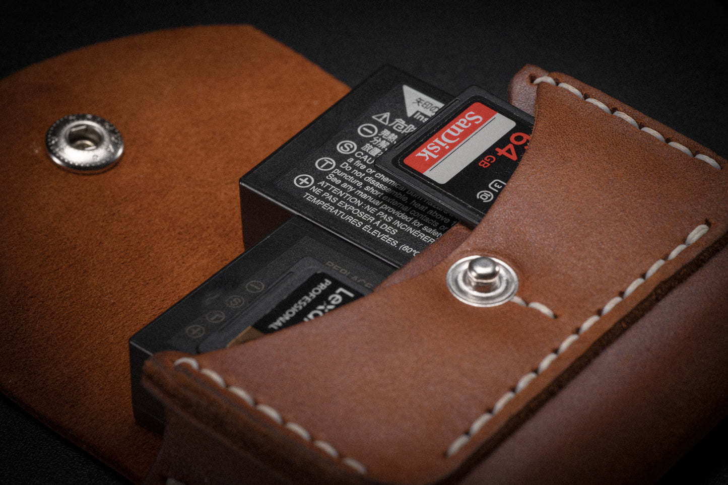 Leather Case for Battery and SD cards